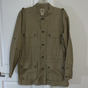 Vintage TravelSmith Travel Smith Military Safari Bush Jacket XLT w/Leather Trim